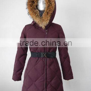Detachable Real Raccoon Fur at Hood Long Style Women Down Parka