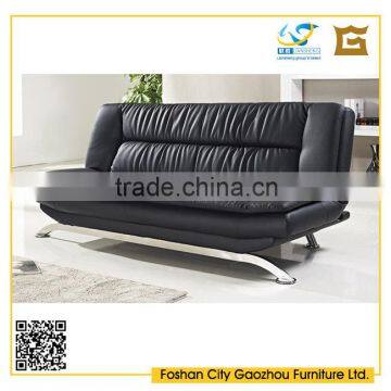 Modern ergonomic metal frame leather sofa come bed design for home furniture