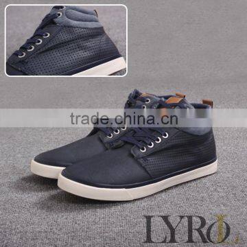 Men shoes casual sneakers lots canvas vulcanized shoes fashion PU punched hole high cut