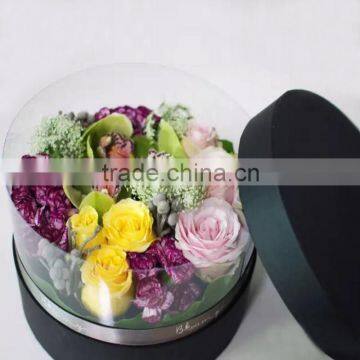 2016 luxury rose delivery round packaging gift box acrylic flower box