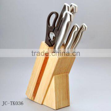 Hot sale 6-piece knives plus scissor set with a wooden block