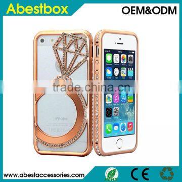 Gold diamond metal bumper case for iPhone 6,for iPhone 6s Plus Aluminum Rhinstone Bling bumper case