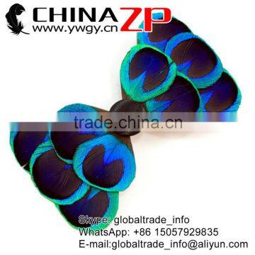 Best crafts factory in China wholesale Blue Peacock hair clip feather hair bow