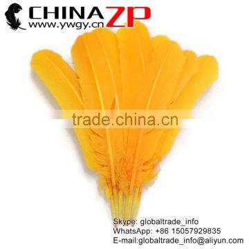 CHINAZP Crafts Factory Bulk Sale Natural Dyed Gold Solid Color Turkey Feathers for Sale
