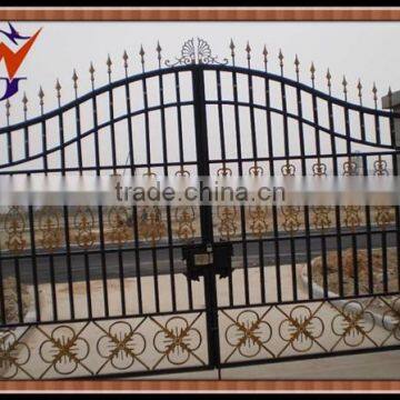 Wrought iron pedestrian gate and gate flower design