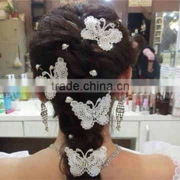 MYLOVE 2015 white lace butterfly hair clip for bridal MLXA09