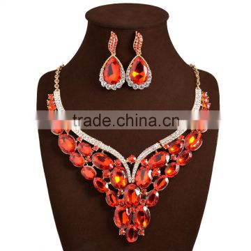 Luxury Cubic Zircon Statement Necklace and Earrings Set Jewelry