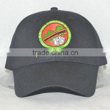 Guangzhou hat factory professional custom / 100% cotton /6 panel / embroidery logo/black baseball cap