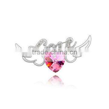 Authentic Austrian Crystal Gold Plated Wing of Angel Brooch