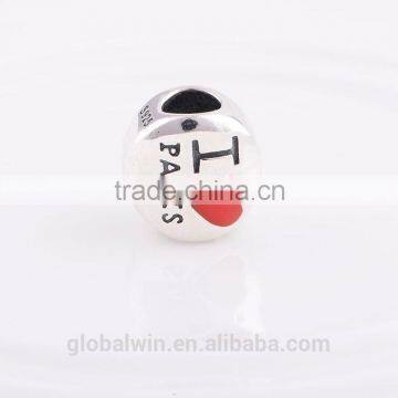 925 Sterling Silver Charm Enamel Heart Paris Charms Silver Beads For Snake Chain Bracelet DIY Jewelry photo-4