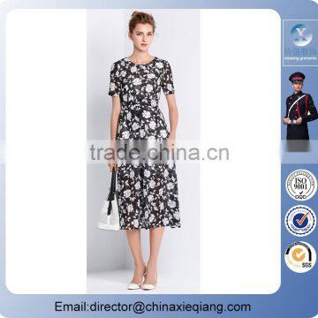 2016 Fashion Ladies Designer Floral Dress Women Casual Dress