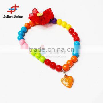 2017 No.1 Yiwu agent commission agent needed hot sale Pink Pet Cat Bead Pendant Collar Pet Necklace Dog Collar