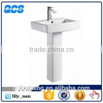 Hebei bathroom rectangular ceramic pedestal basin /sink