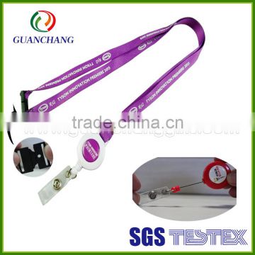 Custom retractable id badga card holder with clip lanyard