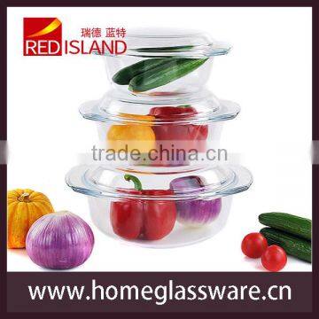 2L transparent tempered glass bowl set for microwave oven