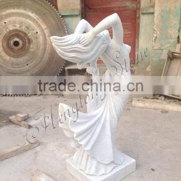 White Marble Abstract Art Deco Lady Sculpture photo-2