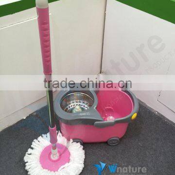 Easy Clean Magic Mop 360 Bucket 2 Heads Micro Fiber Spin Spinning Rotating Head photo-4