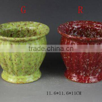 green glazed stoneware flower pot