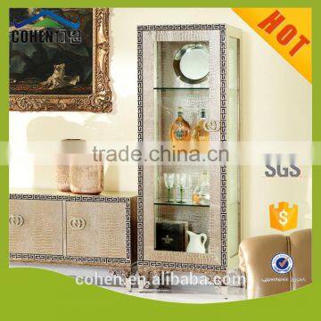 Luxury hot sale golden glass stainless steel new design wine display cabinet