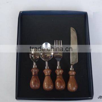 Steel Cutlery set with round sheeshan wooden handle