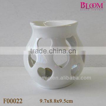 White heart shape ceramic essential oil burner