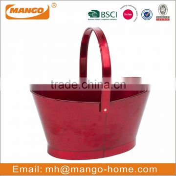 Folding Handle Metal Painting Fruit Basket