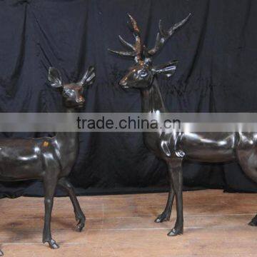 Hot Sale Christmas Home Decor Metal Crafts Bronze Life Size Deer Statues photo-5