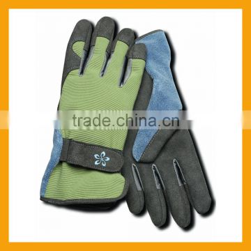 Deluxe Synthetic Leather Palm Spandex Back Gardening Gloves