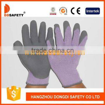 DDSAFETY High Quality 10 Gauge Foam Finished Latex Gloves Violet Knitted Gloves With Grey Latex With CE