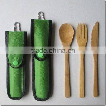 2017 bamboo kitchen kids utensil set with cloth bag