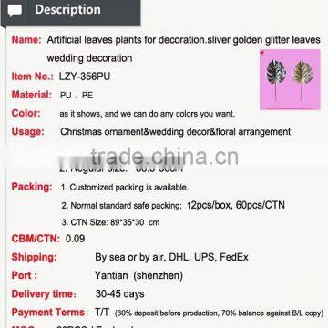 Artificial Leaves for Decoration Sliver Golden Glitter Leaves Wedding Decoration photo-5