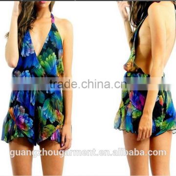 girls pictures sexy mini sexy naked back green peacock ladies short jumpsuit for summer of daily wear oem manufacture in china