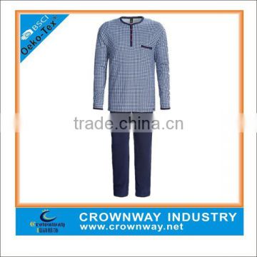 wholesale soft cotton checks pajamas sleepwear for young man