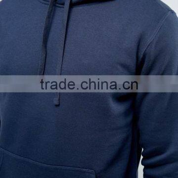 Custom Embroidered Logo Long Sleeve With Drawstring Hood Navy Men's 100% Cotton Casual Oversized Fit Hoodies photo-3
