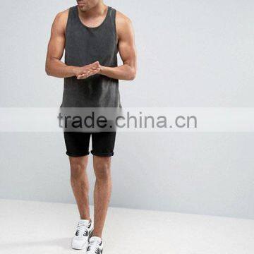 2017 Competitive New Design Custom Green Color Gym Wear Comfortable 65% Cotton 35% Polyester Fashion Men's Gym Tank Tops photo-4