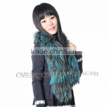 CX-S-40B Colorful Genuine Mongolian Lamb Fur Scarf photo-3