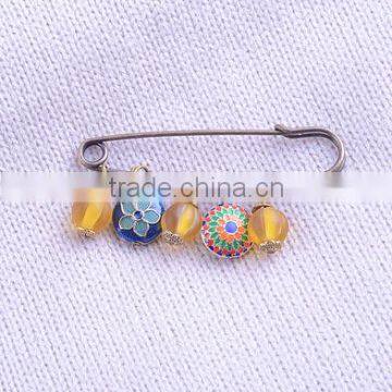 diy yellow agate charms safety pins handmade colorful enamel metal charms brooch for women dress