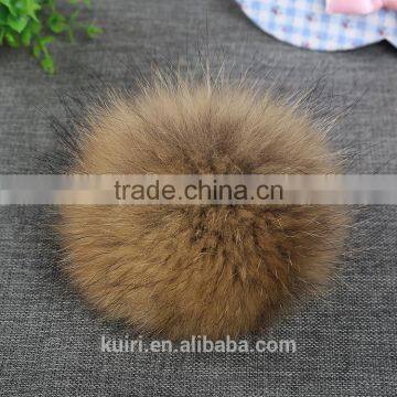 100% Real Raccoon Fur Pom Pom Keychain Fluffy Fur Balls Genuine Fur Pompons for Bag Hats Cap Scarf Gloves with Buttons