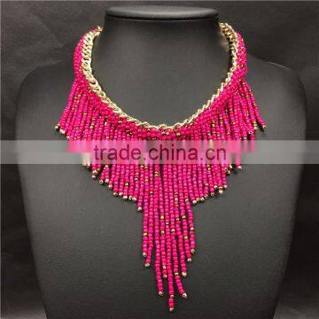 Express Tassel Resin Plastic Beads Multicolor Statement Necklace Jewelry photo-4