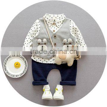 S17669A Autumn Boys Clothing Set Gentleman Kids 3 Piece Sets photo-3