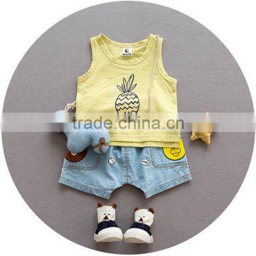 S17377A 2017 Summet Fruits Pineapple Printing Cotton Kids Beach Tank Top photo-4