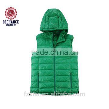Bright Green Real Down With Hood Women Vest
