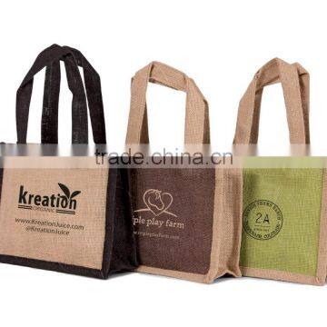 Eco-Friendly Small Two-Toned Jute Gift Bag - Features Jute Self Jute Handles and Comes With Your Logo. photo-2