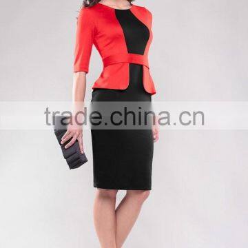 Contrast Business Woman Dress Formal Ladies Office Wear Dresses Dress photo-4
