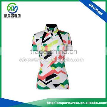 100% Polyester full sublimation colorful women standard collar shirt