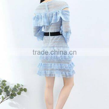 2017guangzhou Women Lace Hollow Patchwork Dress photo-4