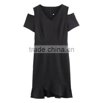 Dressing Sexy for Women Party Specital Occasion Round-color Black Solid Color Fishtail Dresses photo-5