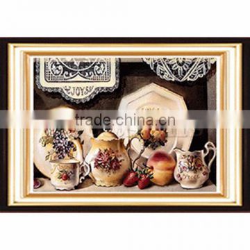 Custom Rhinestone Multicolor Fruit Plates Pattern Cotton Embroidery DIY Kit Diamond Painting