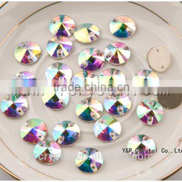 AB Color Round Crystal Rivoli 8mm Sew on Rhinestones photo-6
