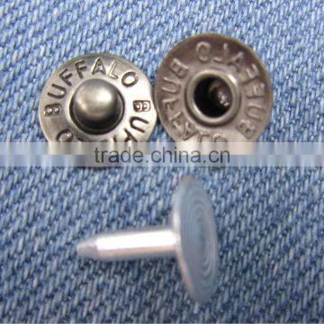 Fashion metal jean rivet with embossed logo